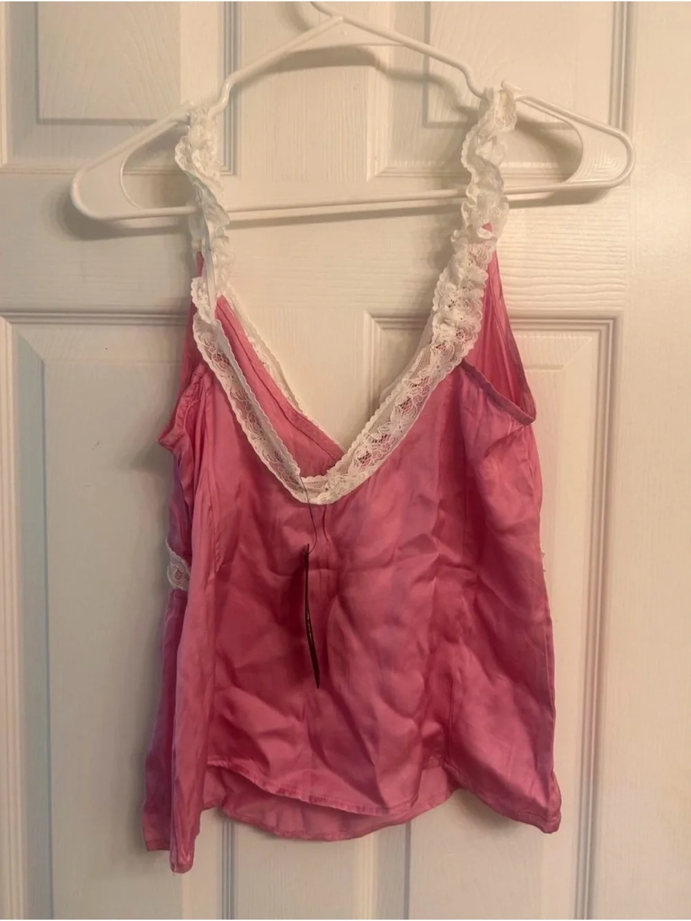 Lulu's Pink Satin Lace-Trim Chemise Cami